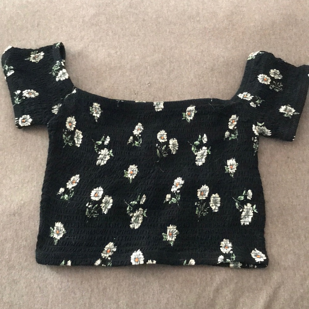 Off the shoulder floral crop top